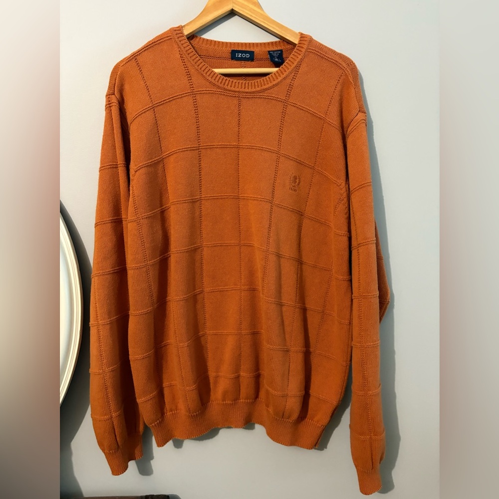 IZOD Men's Orange checkered knit Sweater